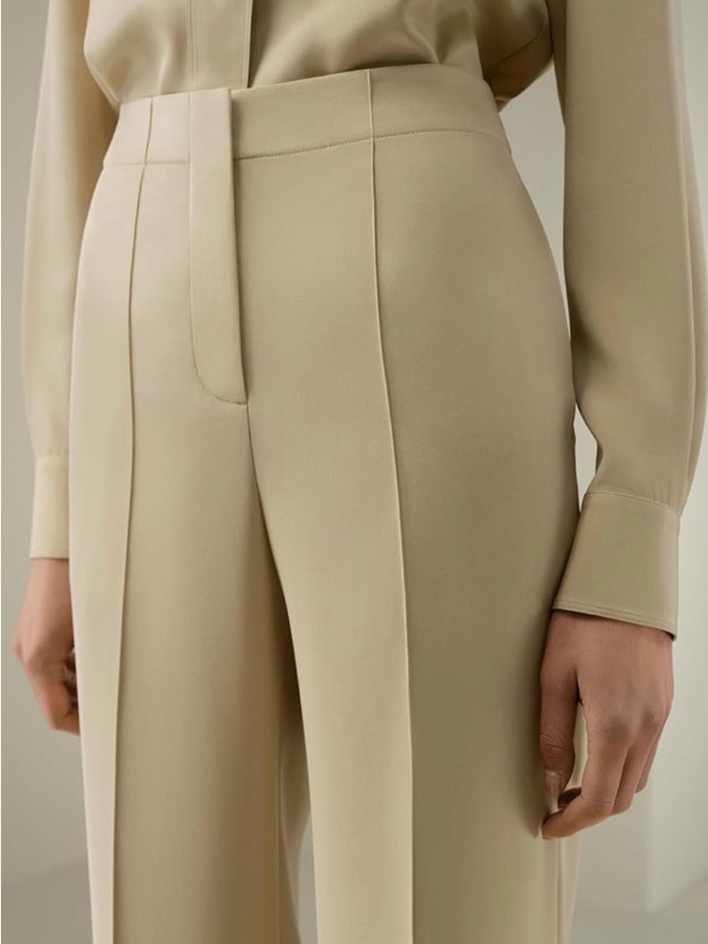 LILYSILK 100% Silk Trousers Straight Leg Pants - Dune - Picture 2 of 6